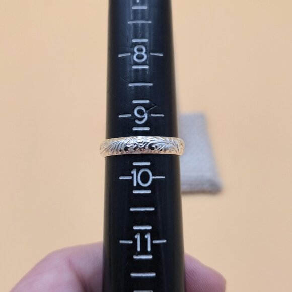 Size 9.5 Sterling Silver Solid Flower Pattern Band Ring A5157 - Picture 5 of 7